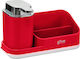 Aria Trade 169131B Tabletop Plastic Dispenser for the Kitchen with Sponge Holder Red 350ml