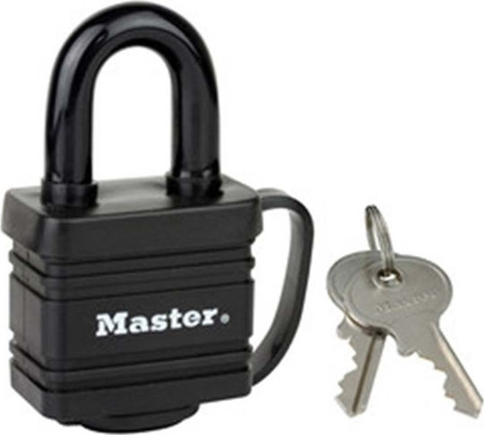 Master Lock 9140EURD Steel Padlock Brass with Key with Thermoplastic Cover 40mm Black 1pcs