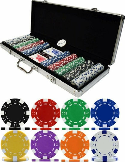Set 500 Poker Chips 38mm / 11.5gr in Suitcase with 2 Decks