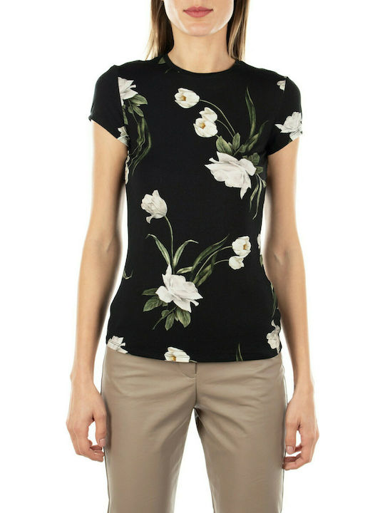 Ted Baker Damen T-shirt Blumen Schwarz