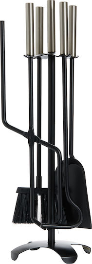 Zogometal 1230-B13 Fireplace Tool Set with Stand Holder Black/Nickel Checkmate