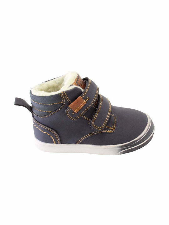 Oscal Kids Leather Anatomic Boots with Hoop & Loop Closure Navy Blue