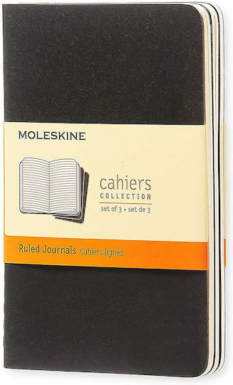 Moleskine Cahier Σετ 3 Σημειωματάρια 64 Φύλλων Ριγέ Μαύρα