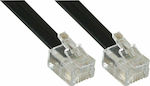 InLine Flat Telephone Cable RJ11 6P4C 6m Black (18844N)