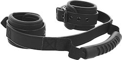 Fetish Submissive Cuffs with Puller Handcuffs in Black Color