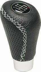 Sumex Race Sport Πόμολο Ταχυτήτων Leather Look με Άσπρη Ραφή Μαύρο