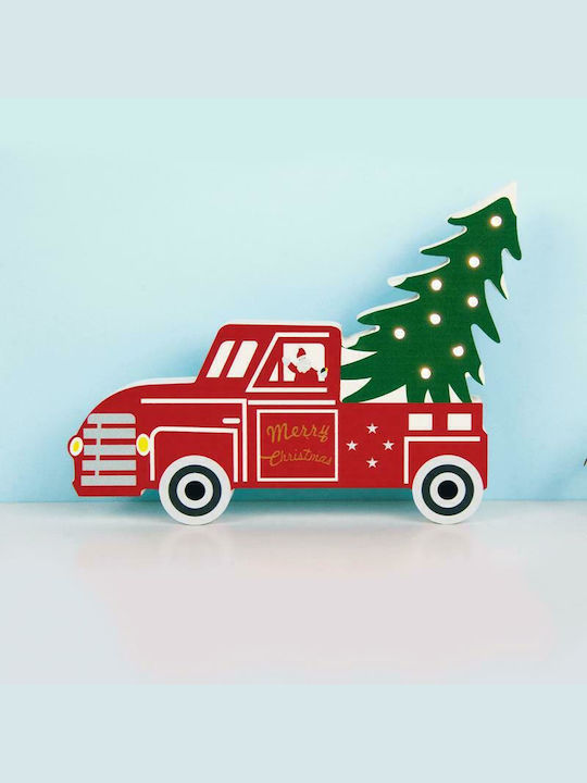 Aca Illuminated Christmas Wooden Figure Car Red Height 24.5cm Wooden Car