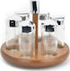Karvounis Glass Tabletop Rotating Spice Rack Walnut 6pcs