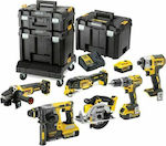 Dewalt Set Ferăstrău circular & Mașină de găurit & Șurubelniță cu impact & Jigsaw & Obiectiv 18V cu 3 baterii 5Ah și husă