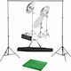 vidaXL Lighting Kit with Lights and Background Umbrella for Studio