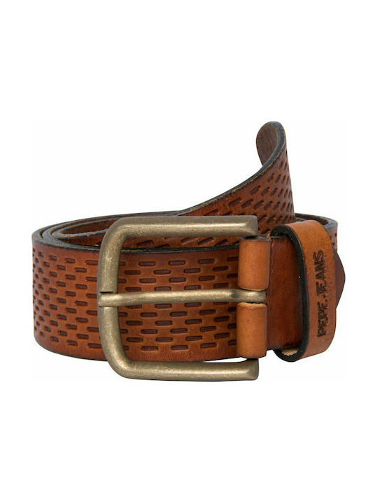 Pepe Jeans Men's Leather Wide Belt Brown