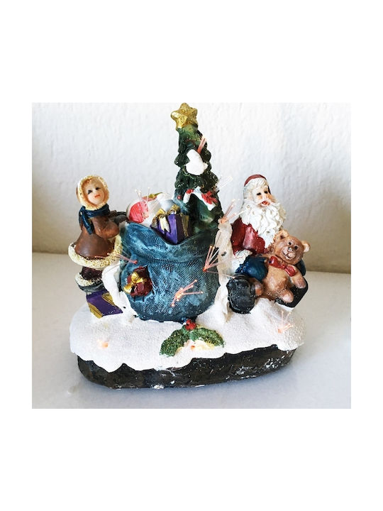 SP Souliotis Illuminated Christmas Plastic Figure Height 12cm Santa Claus
