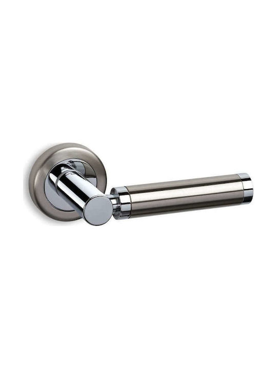 Convex Lever Front Door with Rosette Left 135 with Rosette Nickel / Chrome