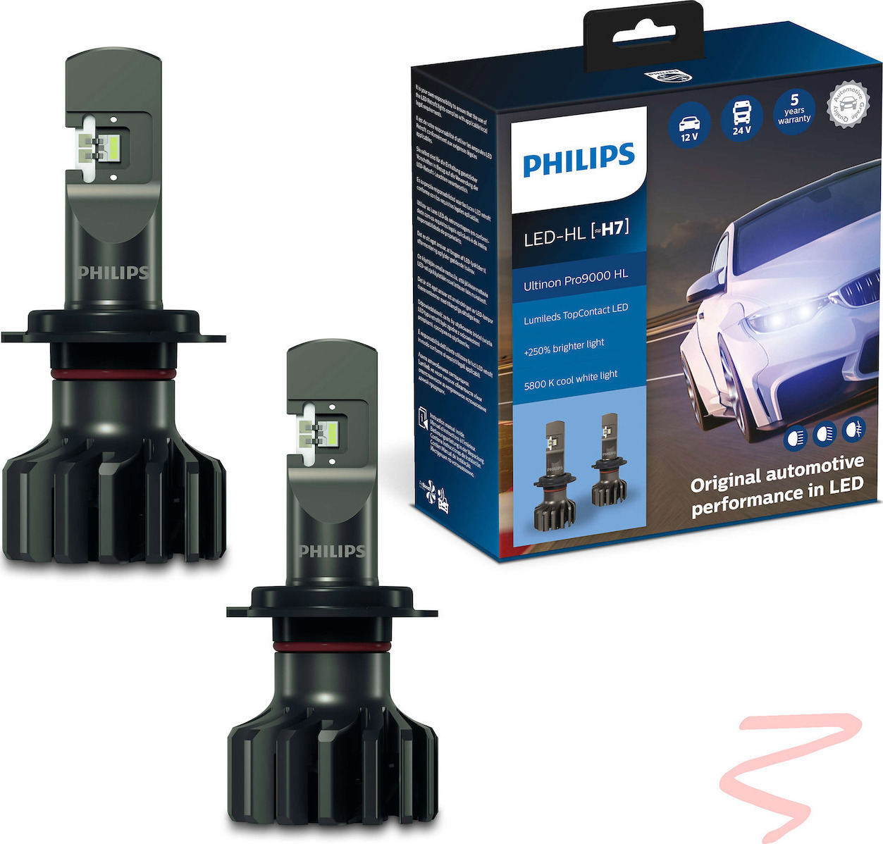 Philips Ultinon Pro9000 Car H7 Light Bulb LED 5800K Cold White 13.2V 18W  2pcs 11972U90CWX2