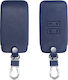 Leatherette Car Key Cover Case with 4 Buttons for Renault Blue