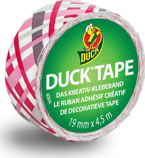 Duck Bandă Washi Autoadezivă pentru Decor Washi Tape Rolele mini Ducklings Pretty Plaid de 19 mm x 4,5 m