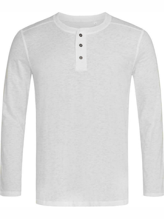 Stedman Shawn Henley Men's Long Sleeve Promotional T-Shirt White ST9460-WHI