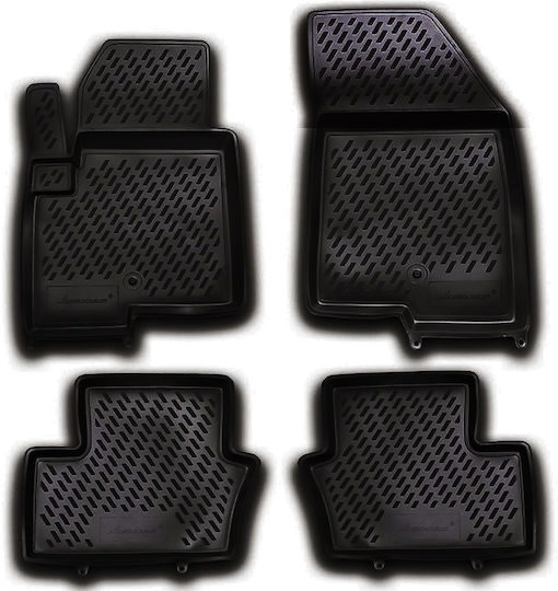Novline Set of Front and Rear Mats 4pcs Tray Type for Jeep Compass 2011-2016 Black