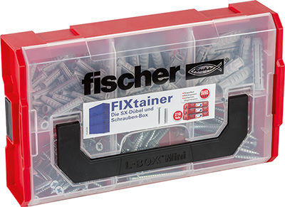 Fischer Fixtainer SX Plugs Screws Box Screw Anchor Plastic 532891 210pcs