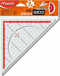 Maped Γεωμετρικό Τρίγωνο Πλαστικό Διάφανο 26cm με Λαβή Γεωδετικό 45° Technic