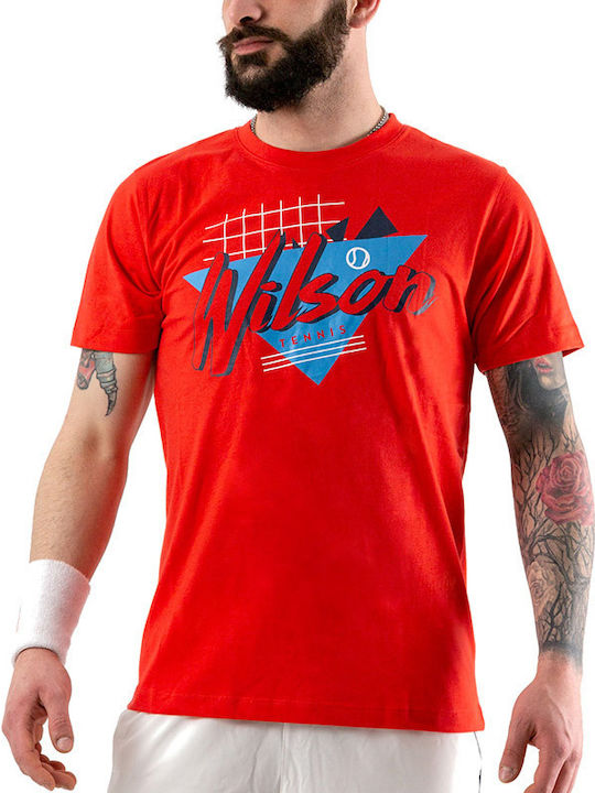 Wilson Nostalgia Tech Bărbați T-shirt Sportiv cu Mânecă Scurtă Roșu