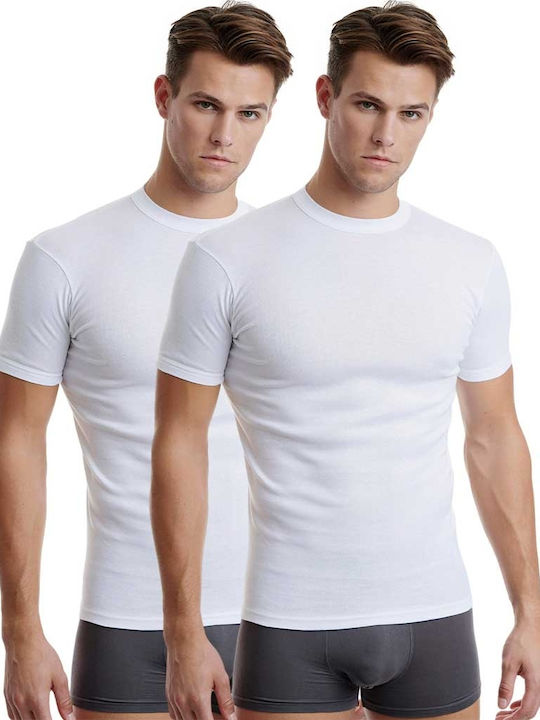Men's Undershirts Short-sleeved in White Color 2Pack W1970-02