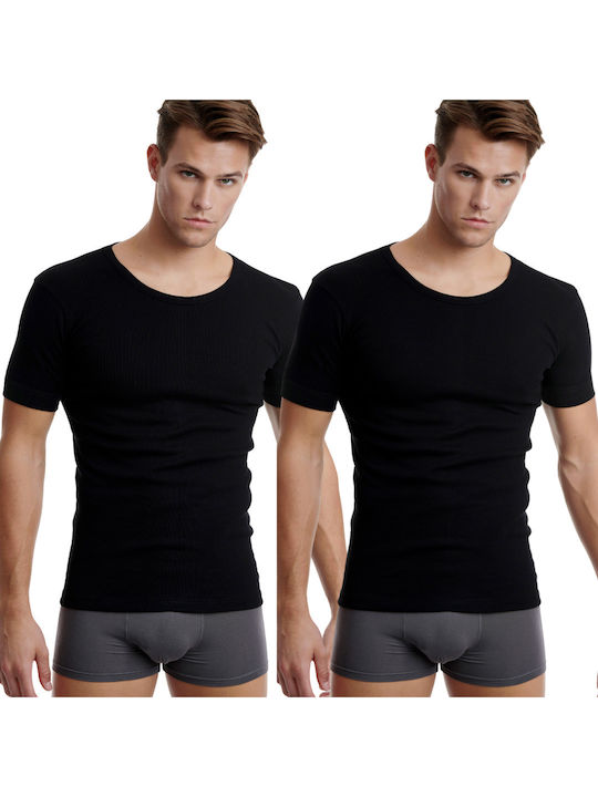 Walk Мъжки Тениски Къс Ръкав в Черен Цвят 2Pack