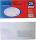 Mailing Envelopes Set Windowed 20pcs 22x11cm White