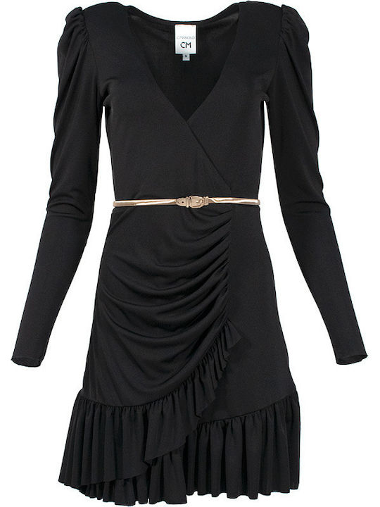 C. Manolo Midi Βραδινό Φόρεμα Κρουαζέ Μαύρο