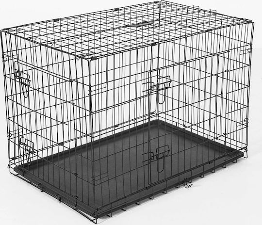 Pawhut Dog Wire Crate with 2 Doors Folding Metal Pet Transport Cage 76x53x57 cm. 76x53x57cm