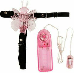 Baile Stimulating Butterfly with Harness Vibrator for Couples 6.5cm BI-010136 Pink