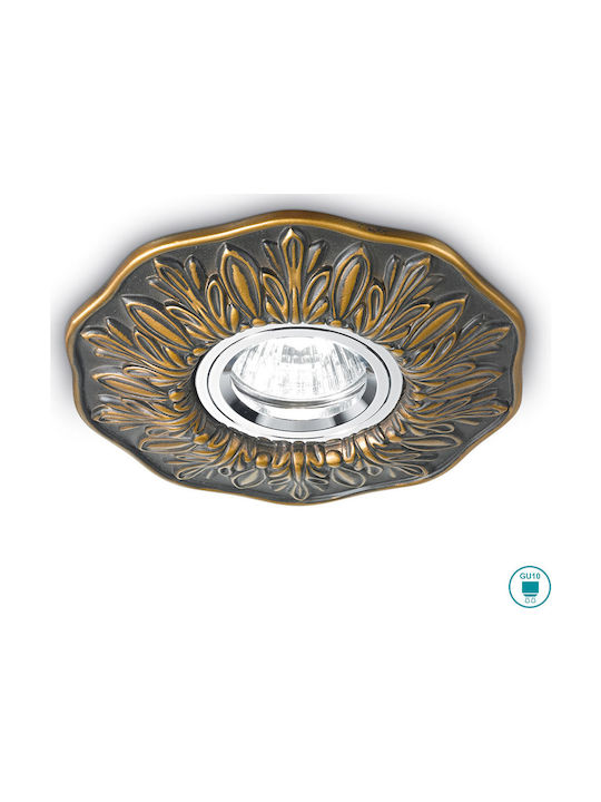 Ideal Lux Polka Round Plaster Recessed Spot with Socket GU10 Bronze 15x15cm. 1pcs