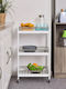 HomCom Τρόλεϊ Κουζίνας Ξύλινο 3 Θέσεων Λευκό 45x38x78cm
