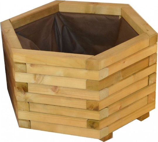 Showood Hexagonal Pot Wooden 45cm.