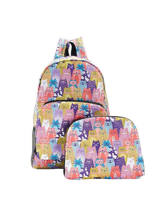 Eco Chic Foldable Multiple Cats School Bag Backpack Elementary, Elementary Multicolored