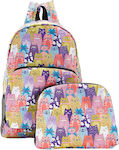 Eco Chic Foldable Multiple Cats School Bag Backpack Elementary, Elementary Multicolored