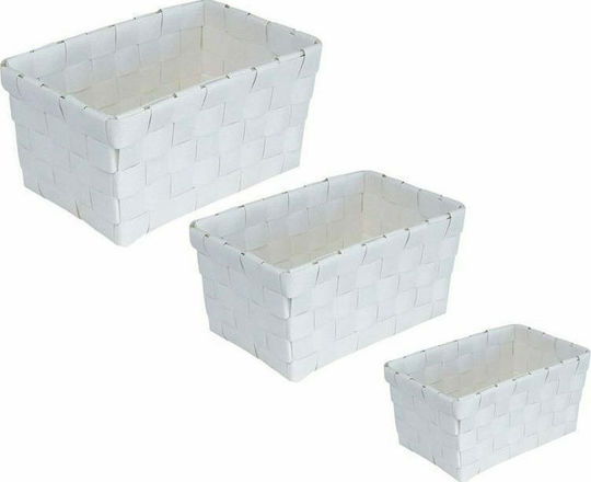 Wicker Storage Basket White 3 Pieces