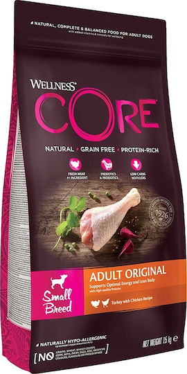 Wellness Core Grain Adult Original Small 5kg Ξηρά Τροφή χωρίς Σιτηρά για Ενήλικους Σκύλους Μικρόσωμων Φυλών με Γαλοπούλα και Κοτόπουλο