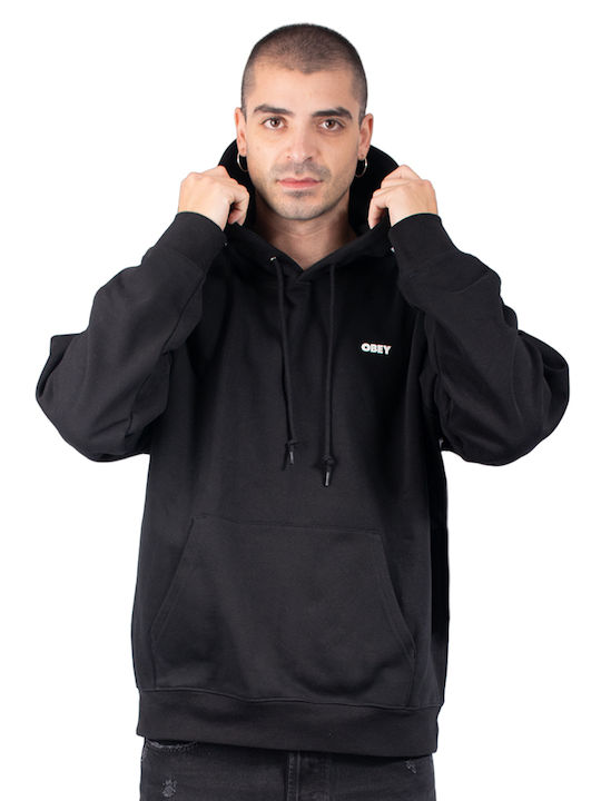 Obey Bold Logo Men's Sweatshirt with Hood and Pockets Black