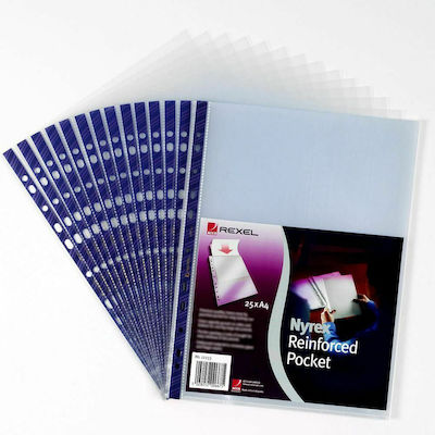 Rexel Plastic Sleeves for Documents A4 with Holes and Reinforcement 100pcs 12233 Blue