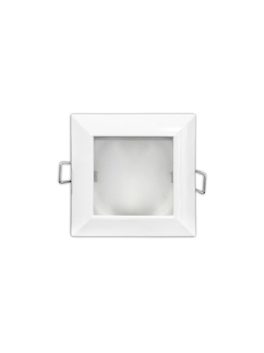 Adeleq Τετράγωνο Μεταλλικό Χωνευτό Σποτ με Ντουί G5.3 σε Λευκό χρώμα 8x8cm