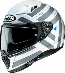 HJC I70 Watu Full Face Helmet with Pinlock and Sun Visor 1500gr MC10 White / Grey