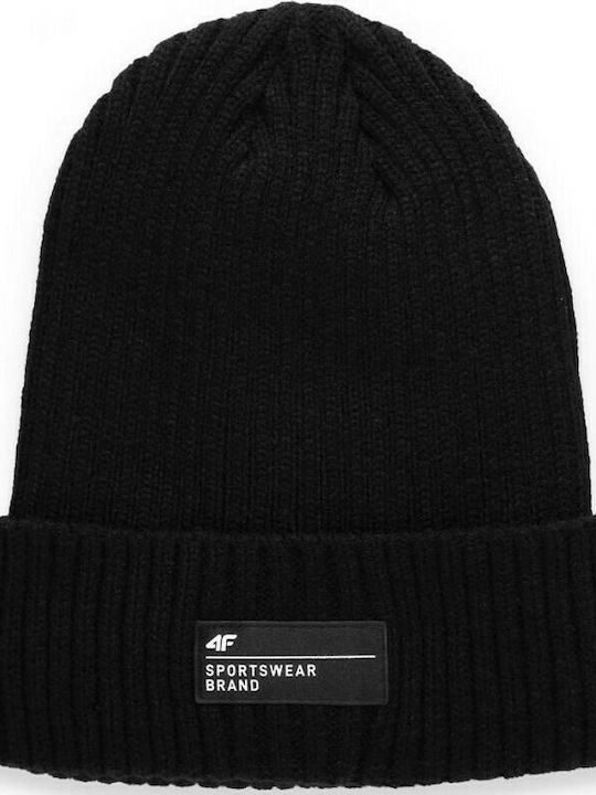 4F Beanie Ανδρικός Σκούφος Πλεκτός σε Μαύρο χρώμα