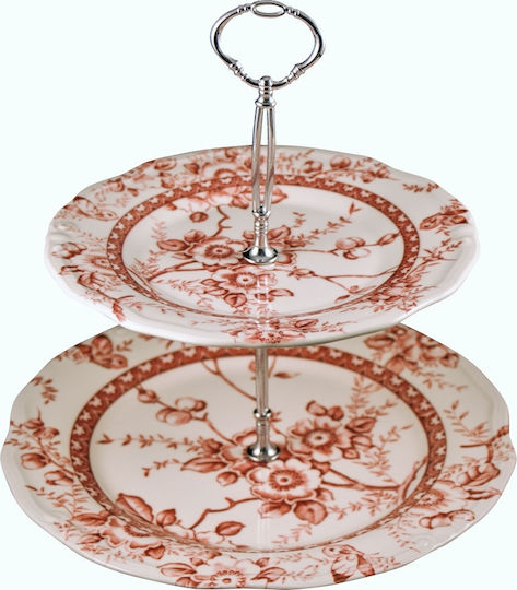 Oriana Ferelli Tif Keramik Etagere 2 Etagen Rot Ø33cm 1Stück