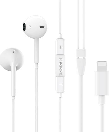 Borofone BM32 Plus Earbuds Freihändig Kopfhörer mit Stecker Blitzschlag Weiß