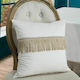 Teoran Teoran Sofa Cushion Velvet With Tassels 01 Ecru 45x45cm