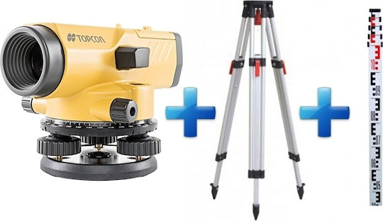 Topcon Set Level with Aluminum Tripod and Staff 4m AT-B4 Optical Level with Tripod & Rod
