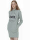 Women's Tunic Dress Long Sleeve with Hood Gray