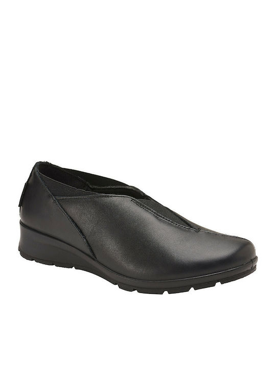 Anatomisch Damen Slip-Ons Leder Schwarz