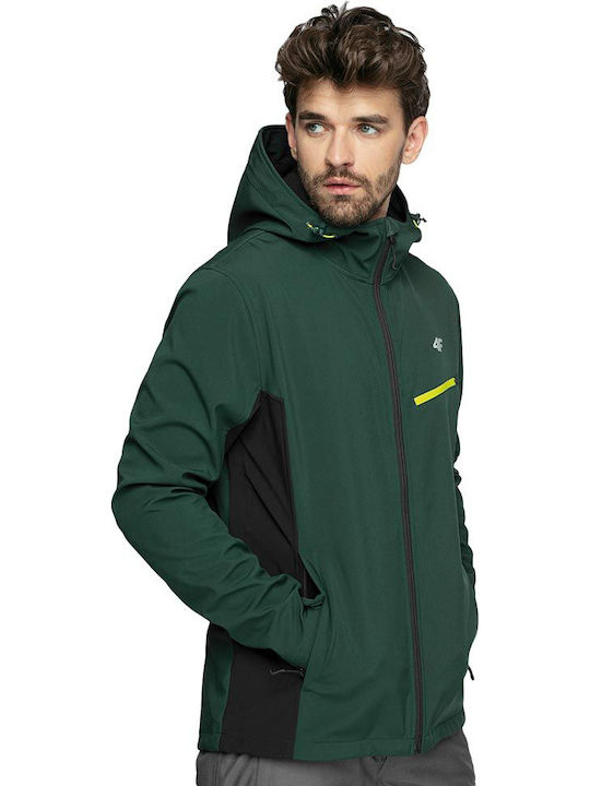 4F Men's Winter Softshell Jacket Waterproof and Windproof Green